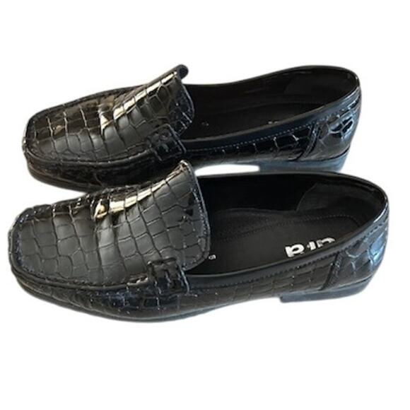 ara Portland Croc-Embossed Patent Loafers 8.5 M – Black, Slip-On - Picture 3 of 9